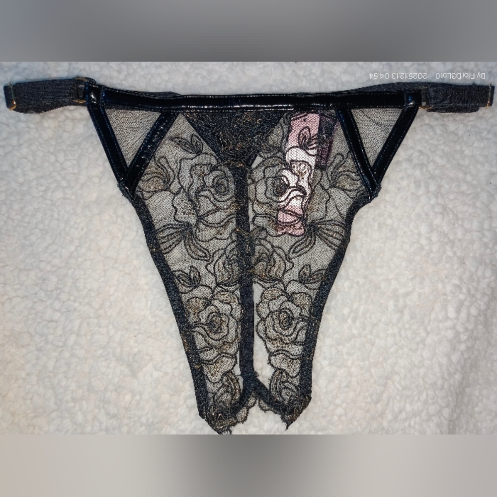 Victoria's Secret Black and Gold Lace Panties